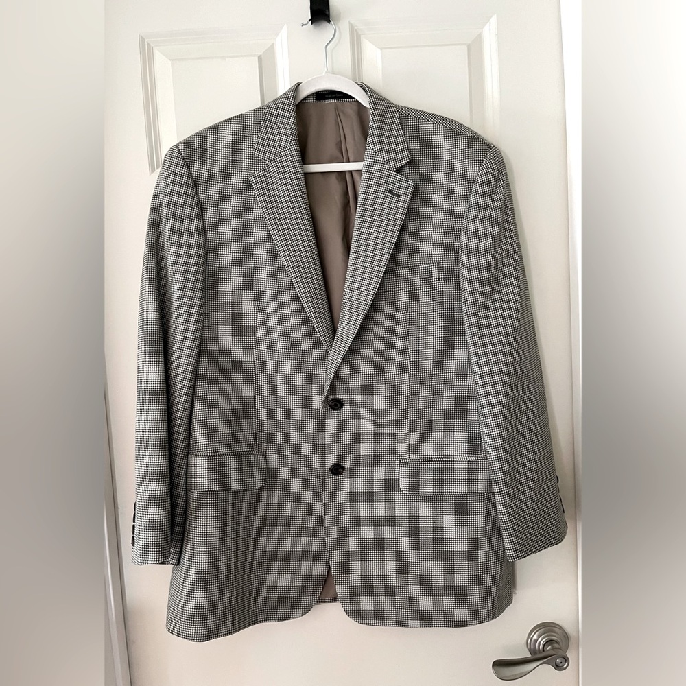 Men’s Lauren Ralph Lauren Houndstooth Wool Silk Blend Blazer black/white 41R